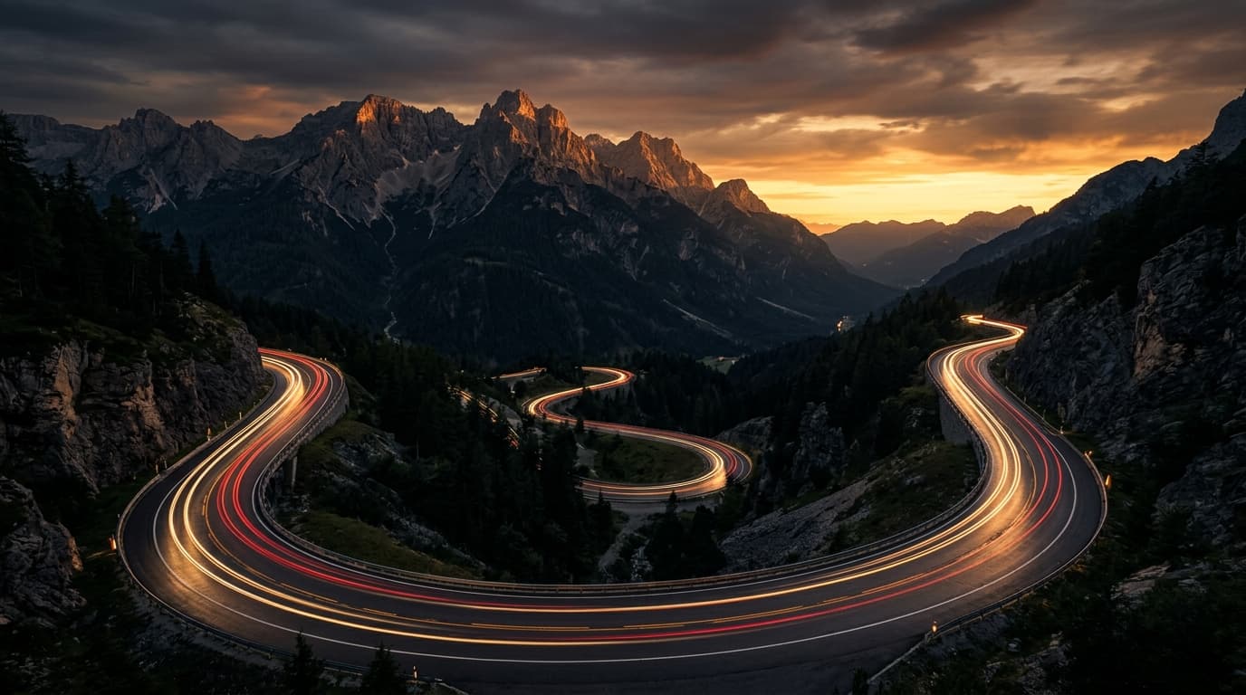 Sunset highway mountain road