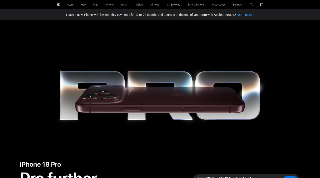 Apple website with Center Stage