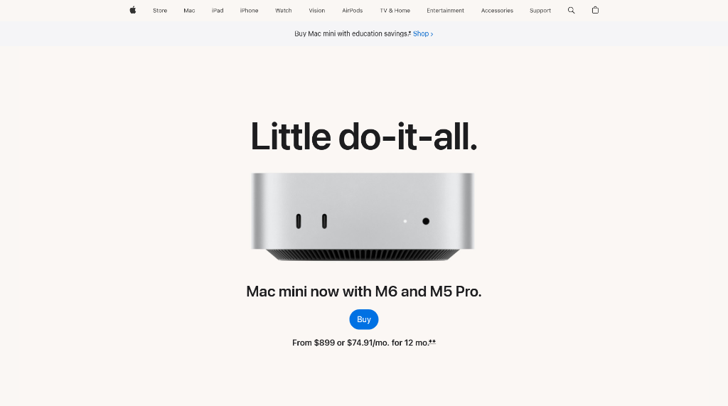 Apple website with Center Stage
